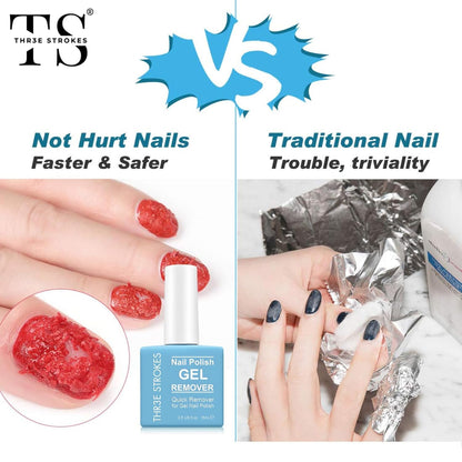 NP46 THR3E STROKES Gel Nail Polish Remover: Professional, Natural, 15ml, 5g, Quickly & Easily Removes Gel Polish in 3-5 Minutes, No Soaking or Wrapping, Nail Polish Remover
