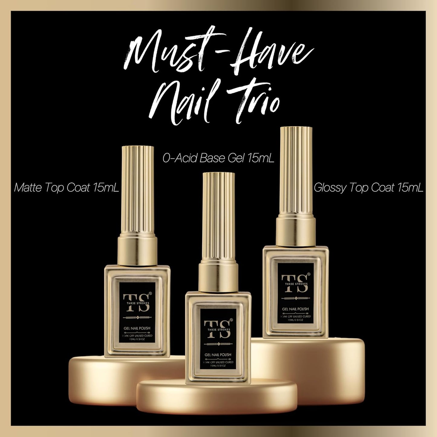 NP48 THR3E STROKES HEMA FREE Gel Polish, 3Pcs 15ml Base Gel and No Wipe Top Coat Gel Nail Polish Matte Coat Set, Shine Finish and Long Lasting, Soak Off LED Nail Lamp Gel Nail Polish DiY Design Gifts for Women (MACHIN SE SUKHENGI)(UV LAMP NEEDED)