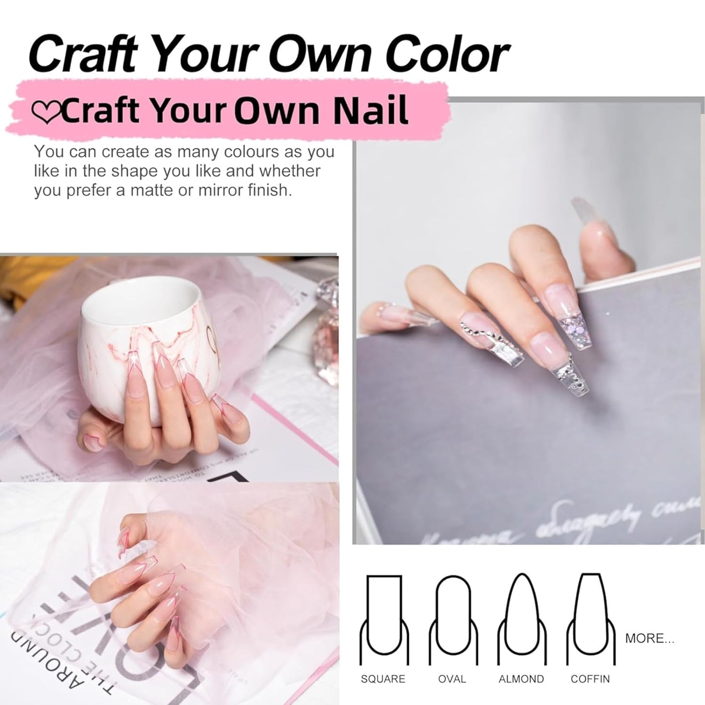 NP291 THR3E STROKES 30 Ml Poly Gel Tubes Polygel For Nails Extensions Finger Nail Art Manicure Acrylic Gel Finish Varnish Hybrid Uv Poly Gel Professional Salon Nail Diy Gift For Women (Clear)