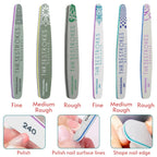 GV534 THR3E STROKES 6 pcs Nail Files Set for Manicure, Nail Buffer Files Block Coarse Washable Nail Polisher Double Sided Nail Shaper Emery Boards for Acrylic & Natural Nails 100/150/180/220/240/280/1000/4000 Grid