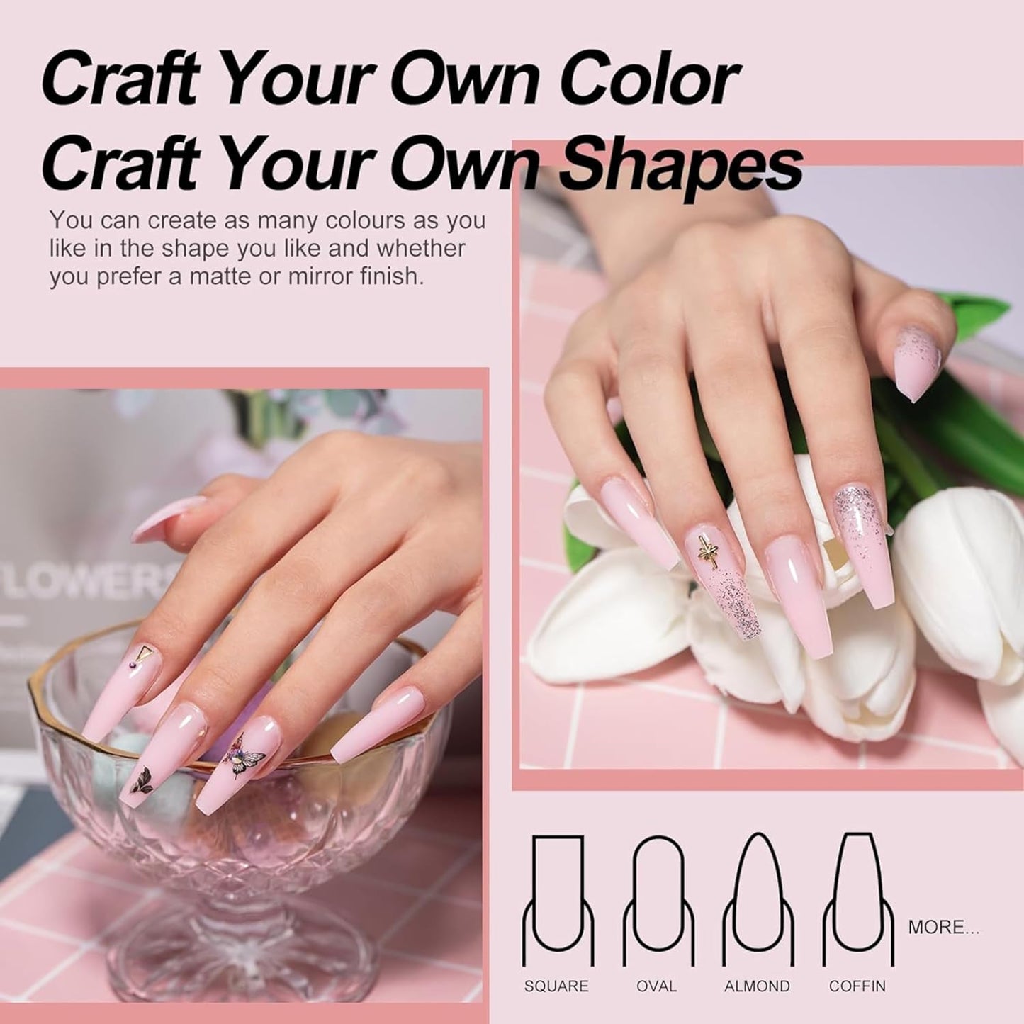 NP288 THR3E STROKES 30 ML Poly l tubes Polygel For Nails Extensions Finger nail art Manicure Acrylic gel Varnish hybrid UV Poly gel Professional Salon Nail DIY Gift for Women (PINK)