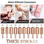 GV74 THR3E STROKES Nail Drill Bits, 3/32'' Smooth Round Top Large Barrel Carbide Bits, Suitable for Manicure Pedicure Cuticle Gel Polishing, Beginners Bits, Rose Gold, Series Bit (Double Coarse-2XC, ROSE GOLD)