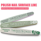 GV534 THR3E STROKES 6 pcs Nail Files Set for Manicure, Nail Buffer Files Block Coarse Washable Nail Polisher Double Sided Nail Shaper Emery Boards for Acrylic & Natural Nails 100/150/180/220/240/280/1000/4000 Grid