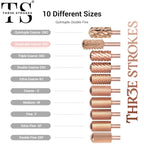 GV71 THR3E STROKES Nail Drill Bits, 3/32'' Smooth Round Top Large Barrel Carbide Bits, Suitable for Manicure Pedicure Cuticle Gel Polishing, Beginners Bits, Rose Gold, Series Bit (Quadruple Coarse-4XC, ROSE GOLD)