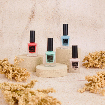 NP299 THR3E STROKES Color Coat Nail Enamel, 10ml | Glossy Finish | Quick Drying | Long Lasting | High Shine | Chip Defiant | Even-Finish | Vegan | Non-Toxic | Ethanol-Free (C, 4)