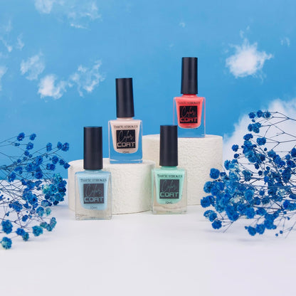 NP299 THR3E STROKES Color Coat Nail Enamel, 10ml | Glossy Finish | Quick Drying | Long Lasting | High Shine | Chip Defiant | Even-Finish | Vegan | Non-Toxic | Ethanol-Free (C, 4)