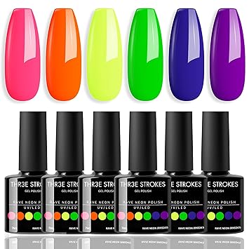 NP42 THR3E STROKES Gel Nail Polish Set - 6 Colors Gel Polish Glitter Gel Polish Sparkle Nail Polish Gel Manicure DIY Salon Nail Art Gifts
