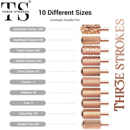 GV68 THR3E STROKES Nail Drill Bits, 3/32'' Smooth Round Top Large Barrel Carbide Bits, Suitable for Manicure Pedicure Cuticle Gel Polishing, Beginners Bits, Rose Gold, Series Bit (Extra Coarse-XC, ROSE GOLD)
