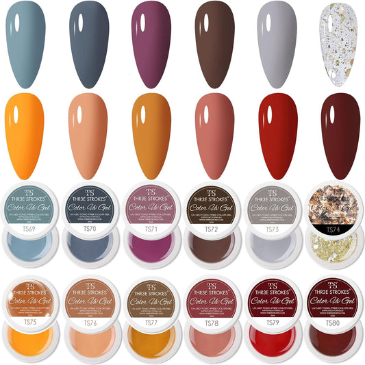 GV116 THR3E STROKES Gel Polish For Nail Art Set Of 6 long-lasting stay Gel Nail Polish Combo Set UV Lamp Dry 5ML (NINJA 69-80)