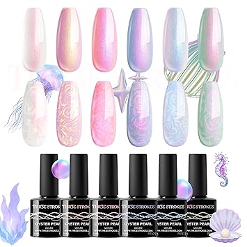 NP12 THR3E STROKES Gel Nail Polish Set- 6 Colors Nude Gel Polish All Seasons Skin Tones Pink Neutral Brown Gel Polish Kit (Uv/Led Lamp Required) Shades Need At Least 3 Layers, Shine Finish, 7.5 Milliliters