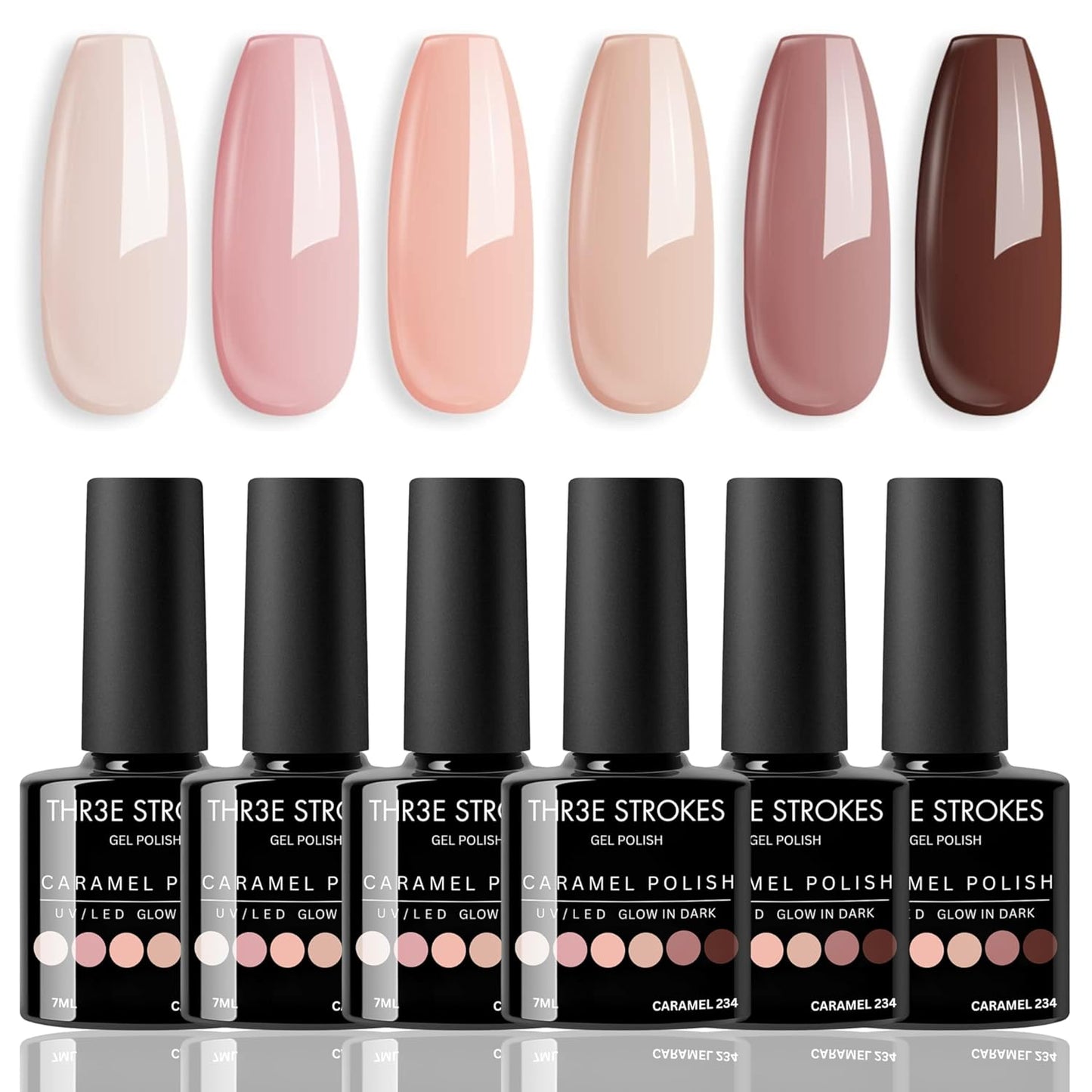 NP42 THR3E STROKES Gel Nail Polish Set - 6 Colors Gel Polish Glitter Gel Polish Sparkle Nail Polish Gel Manicure DIY Salon Nail Art Gifts