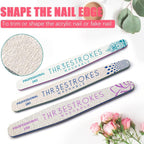 GV534 THR3E STROKES 6 pcs Nail Files Set for Manicure, Nail Buffer Files Block Coarse Washable Nail Polisher Double Sided Nail Shaper Emery Boards for Acrylic & Natural Nails 100/150/180/220/240/280/1000/4000 Grid