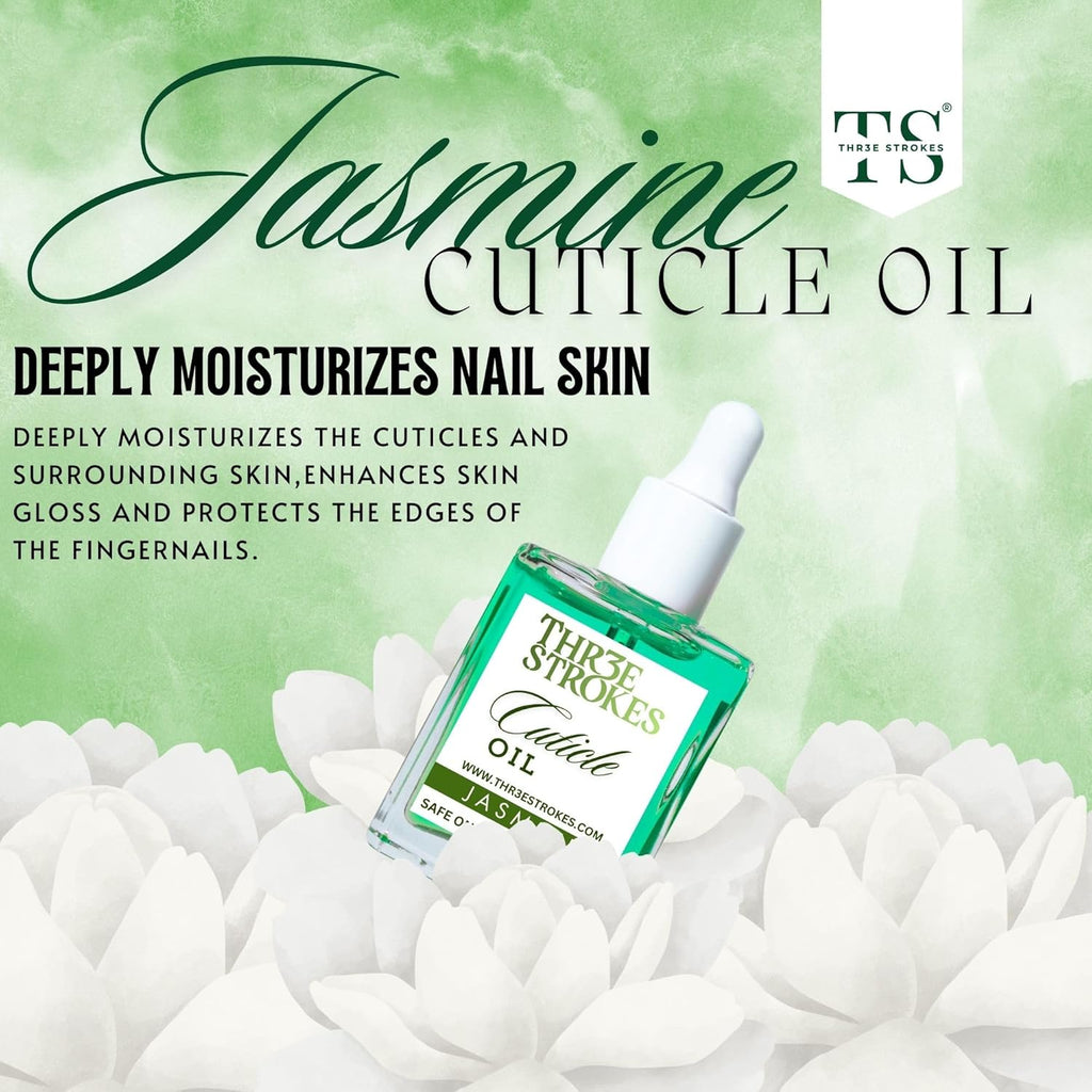 GV81 THR3E STROKES Naturale Revitalizing Cuticle Oil - Hydrating Oil For Repaired Cuticles Overnight - Remedy For Damaged Skin And Thin Nails - Paraben/Cruelty-Free Formula 15ML (JASMINE)