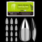 GV31 THR3E STROKES Soft Gel Nail Tips, Full Cover Clear Soft Nail Tips for Artificial False Nails Extension Nail Salons DIY Nail Art with Box, 550PCS (MEDIUM STILLETO N20)