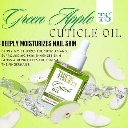 GV82 THR3E STROKES Naturale Revitalizing Cuticle Oil - Hydrating Oil For Repaired Cuticles Overnight - Remedy For Damaged Skin And Thin Nails - Paraben/Cruelty-Free Formula 15ML (GREEN APPLE)