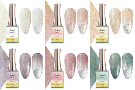 NP68 THR3E STROKES SET OF 6. CANNI 16ml Broken Gold Series Nail Gel Polish: C013-C018