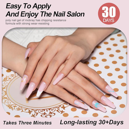 NP288 THR3E STROKES 30 ML Poly l tubes Polygel For Nails Extensions Finger nail art Manicure Acrylic gel Varnish hybrid UV Poly gel Professional Salon Nail DIY Gift for Women (PINK)