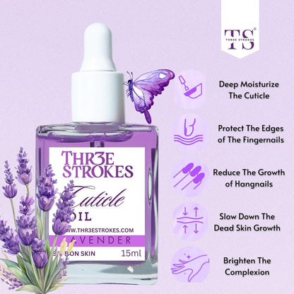 GV80 THR3E STROKES Naturale Revitalizing Cuticle Oil - Hydrating Oil For Repaired Cuticles Overnight - Remedy For Damaged Skin And Thin Nails - Paraben/Cruelty-Free Formula 15ML (LAVENDER)
