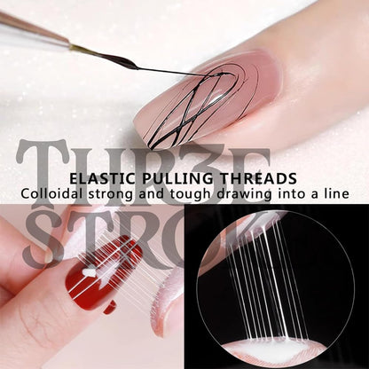 NP54 THR3E STROKES Spider Gel Set, Elastic Drawing Spider Gel with Nail Art Brush, 6 Classic Colors (Black, White, Gold, Silver, Red, Blue), DIY Nail Art, Long Lasting, UV/LED Cured