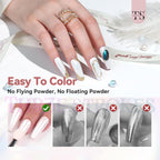 GV51 THR3E STROKES White Pearl Chrome Nail Powder - 1g Mirror Effect Chrome Powder for Gel Nails, Metallic Mermaid Chrome Nail Powder for Gel Polish, Pearl Nail Powder Glitter Dust Kit for Nail Art Decorations (WHITE PEARL)