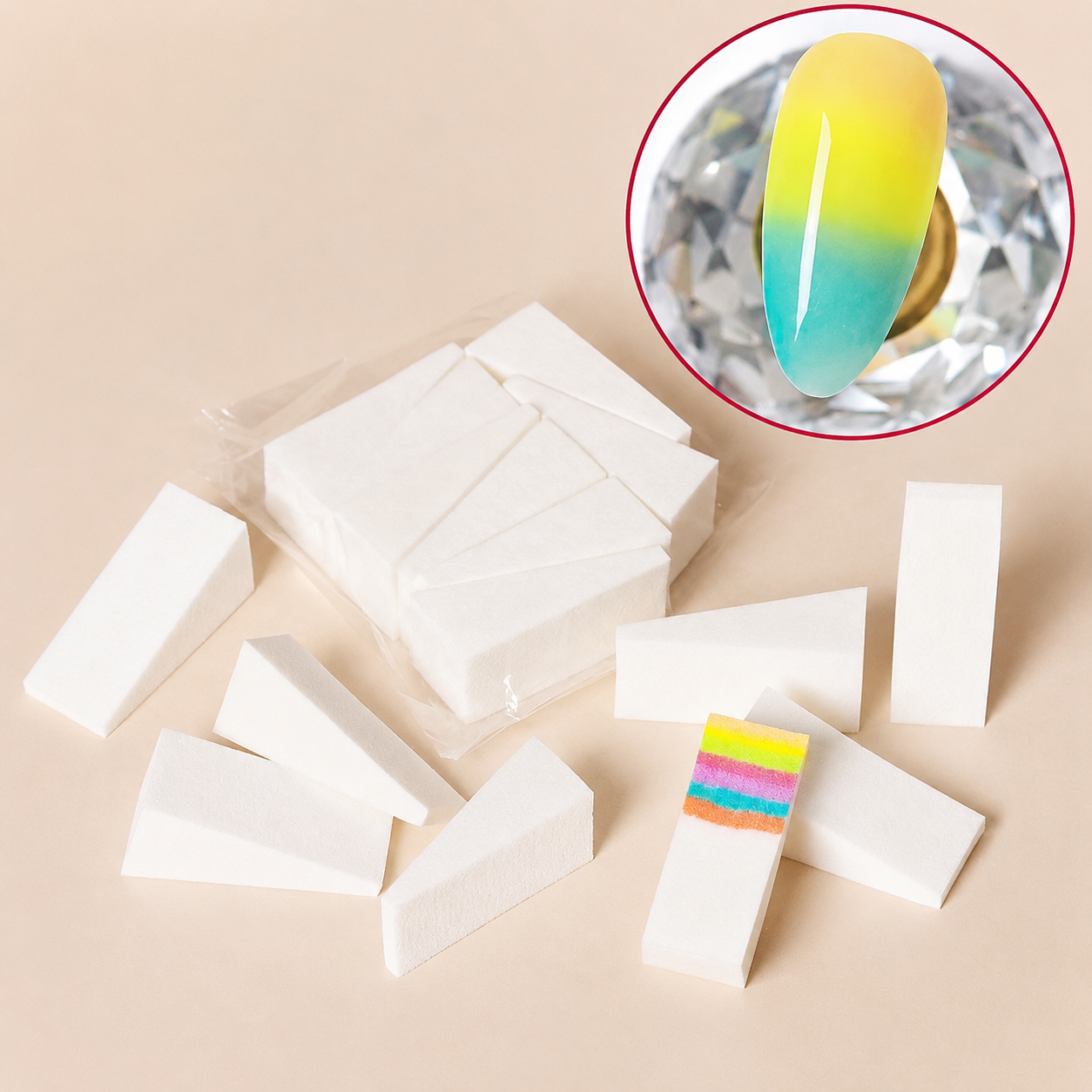 GV1182 Professional Soft Foam Nail Art Wedge Sponges – Pack of 10 for Ombre & Gradient Nails