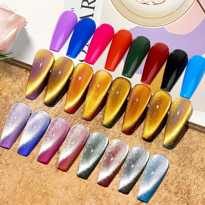 NP43 THR3E STROKES Silver and Gold Smoothie Cat Magnetic Gel Polish - 9D Cateye With Magnet Stick for Salon Manicure and Nail Art DIY at Home - 30 ML