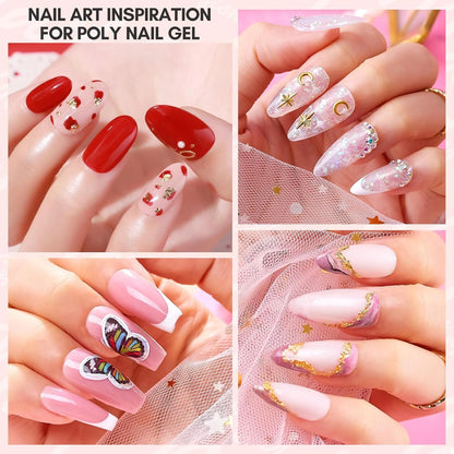 GV89 THR3E STROKES Poly Nail Gel 15ML Gel Builder for Nails, Glitter Clear, Gel Nail Extension,Nail Strengthener Hard Gel Color Gel Multifunctional Long-Lasting and Easy to Use for DIY Salon Quality (AURORA)