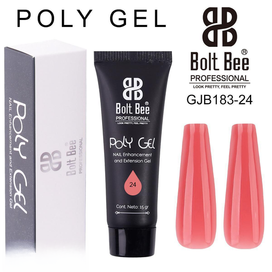 Bolt Bee Poly Gel (#24 Pink/Coral, 15g) | Nail Enhancement & Extension