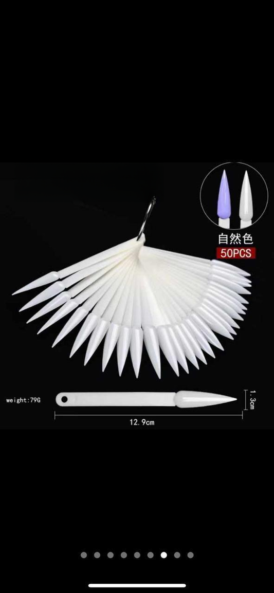 50 Pcs Long Natural Nail Display Tips – 12.9cm Fan Palette
