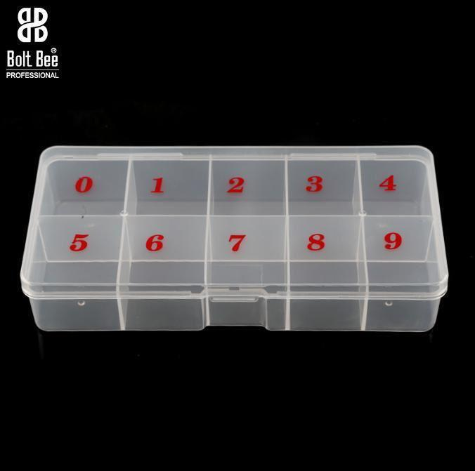 Bolt Bee 10-Grid Numbered Storage Box | Clear Organizer for Nail Parts
