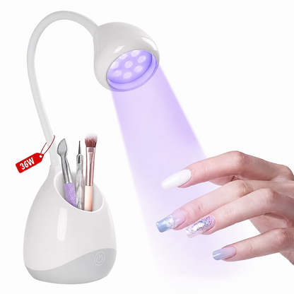 GV1183 36W Lotus UV LED Gel Nail Lamp with Tool Organizer Base – Flexible Gooseneck Curing Light