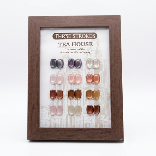 GV1172 THR3E STROKES Silk Cat Eye Gel Polish Set - 12 Colors (7.5ml) - Magnetic Velvet Shimmer Effect - UV/LED Soak Off Nail Art Manicure Kit (TEA HOUSE)