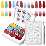 GV903 THR3E STROKES Ombre Gel Nail Polish with Nail Art Sponges for Pat Gel Ombre Color Palette Blush Effect Pat Painting Gradient Blooming Gels 9colors for Ombre Nails Multistyle French Manicure DIY