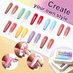 GV903 THR3E STROKES Ombre Gel Nail Polish with Nail Art Sponges for Pat Gel Ombre Color Palette Blush Effect Pat Painting Gradient Blooming Gels 9colors for Ombre Nails Multistyle French Manicure DIY