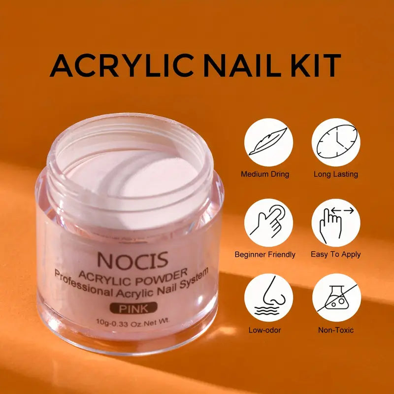 GV757 Acrylic Nail Kit – Complete Nail Art System with Acrylic Powder, Non-Yellowing Liquid & Essential Nail Tools, Perfect for Beginners