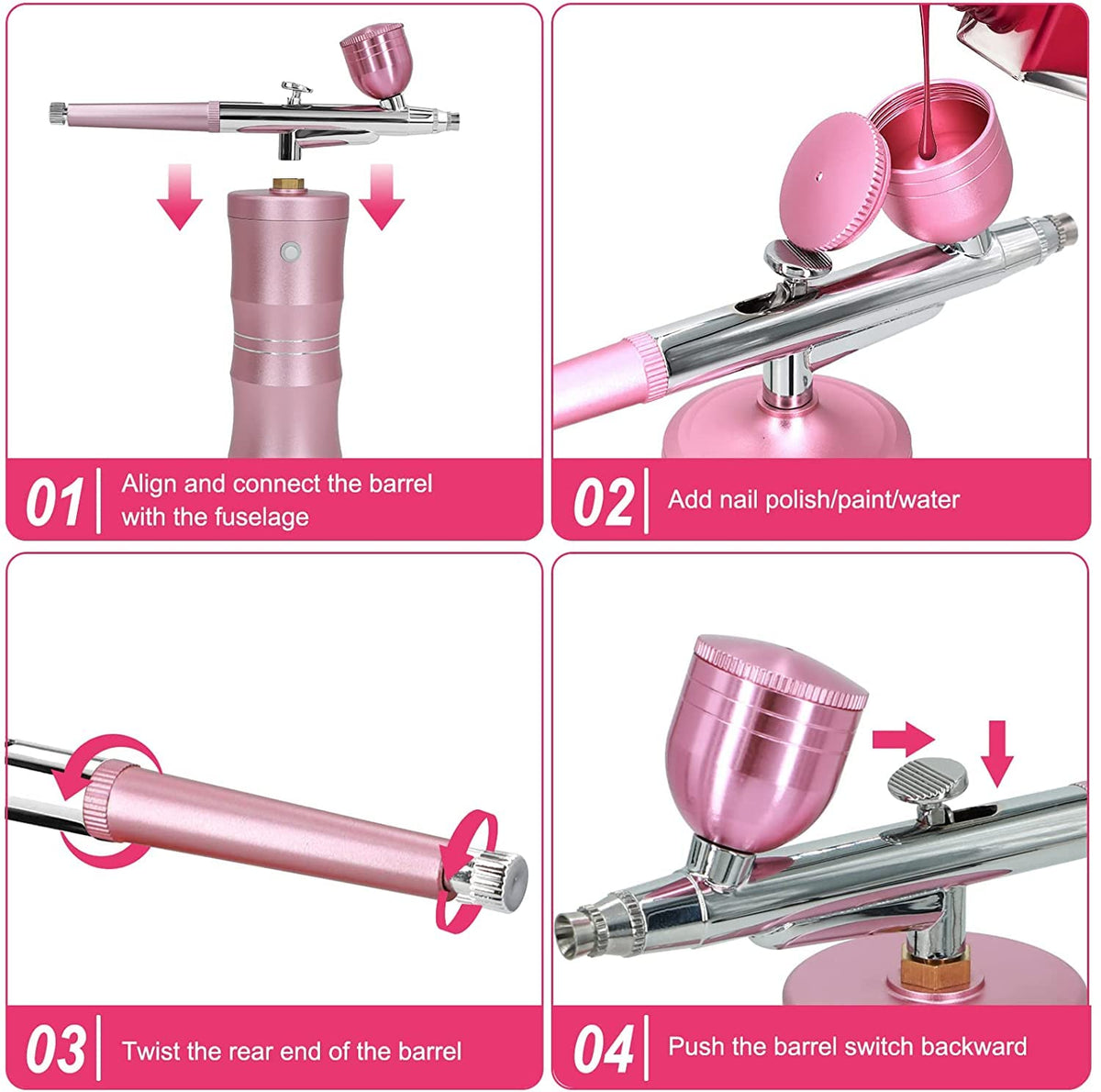 GV848 Rechargeable Airbrush Kit with Compressor – assorted colors  Portable Cordless Airbrush Gun for Makeup, Nail Art, Cake Decorating, Crafts & DIY