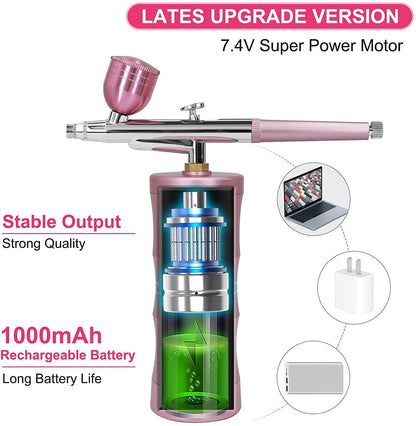GV848 Rechargeable Airbrush Kit with Compressor – assorted colors  Portable Cordless Airbrush Gun for Makeup, Nail Art, Cake Decorating, Crafts & DIY