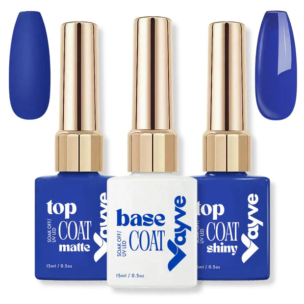 GV964 Vayve Base, Glossy & Matte Top Coat Combo 15ml | Complete Gel Nail System UV/LED