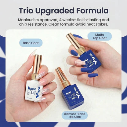 GV964 Vayve Base, Glossy & Matte Top Coat Combo 15ml | Complete Gel Nail System UV/LED