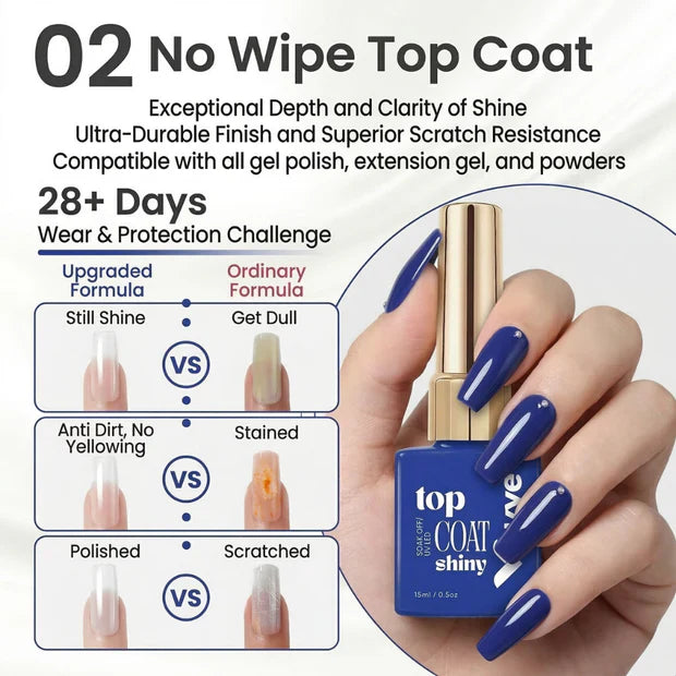 GV964 Vayve Base, Glossy & Matte Top Coat Combo 15ml | Complete Gel Nail System UV/LED