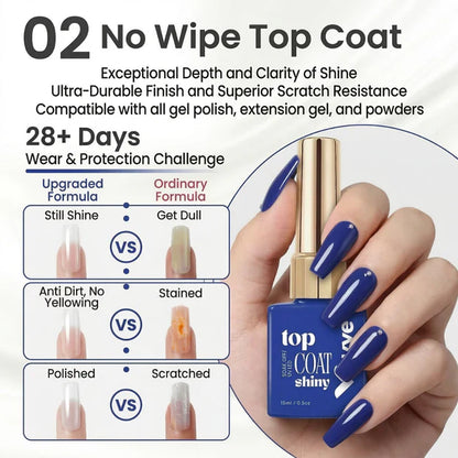 GV964 Vayve Base, Glossy & Matte Top Coat Combo 15ml | Complete Gel Nail System UV/LED