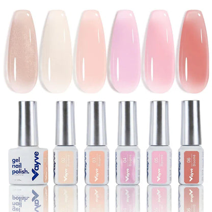 GV973 Vayve Bloome Jelly Gel Polish Set – Glass 6 Soft Pink Nude Shades