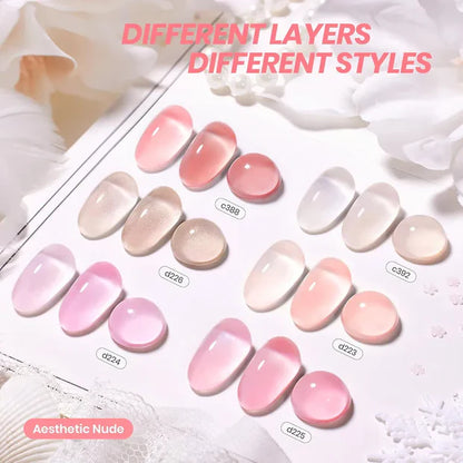 GV973 Vayve Bloome Jelly Gel Polish Set – Glass 6 Soft Pink Nude Shades