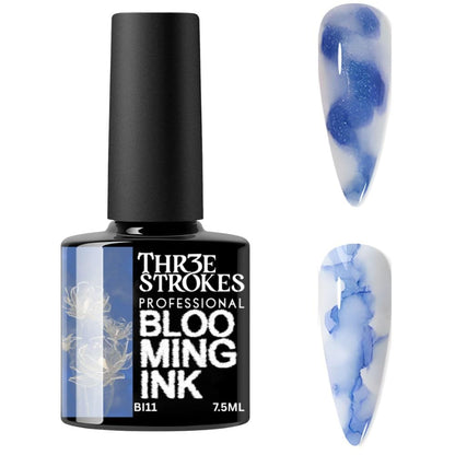 GV938 THR3E STROKES Professional Blooming Nail Ink for Marble Effect - Watercolor Blossom Polish for Nail Art | Magic Spread Fluid Pigment for UV Gel Nails | Smokey Gradient DIY Manicure (1 Bottle, 7.5ml)
