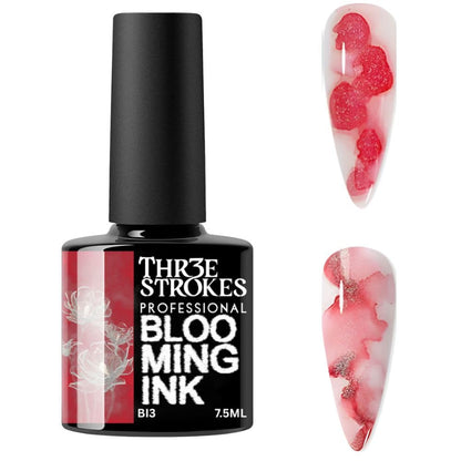 GV938 THR3E STROKES Professional Blooming Nail Ink for Marble Effect - Watercolor Blossom Polish for Nail Art | Magic Spread Fluid Pigment for UV Gel Nails | Smokey Gradient DIY Manicure (1 Bottle, 7.5ml)
