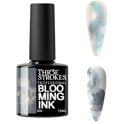 GV938 THR3E STROKES Professional Blooming Nail Ink for Marble Effect - Watercolor Blossom Polish for Nail Art | Magic Spread Fluid Pigment for UV Gel Nails | Smokey Gradient DIY Manicure (1 Bottle, 7.5ml)