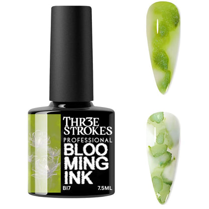 GV938 THR3E STROKES Professional Blooming Nail Ink for Marble Effect - Watercolor Blossom Polish for Nail Art | Magic Spread Fluid Pigment for UV Gel Nails | Smokey Gradient DIY Manicure (1 Bottle, 7.5ml)