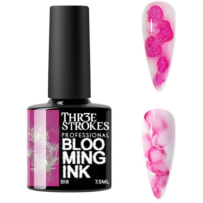 GV938 THR3E STROKES Professional Blooming Nail Ink for Marble Effect - Watercolor Blossom Polish for Nail Art | Magic Spread Fluid Pigment for UV Gel Nails | Smokey Gradient DIY Manicure (1 Bottle, 7.5ml)