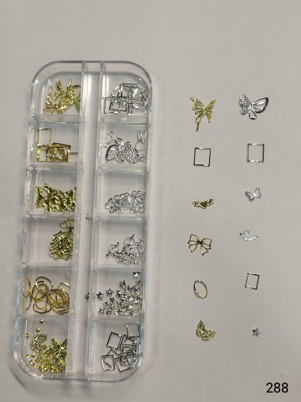 GV659 Butterfly Nail Art Charms Kit – Gold & Silver Mix (Set 288 , Design May Vary)