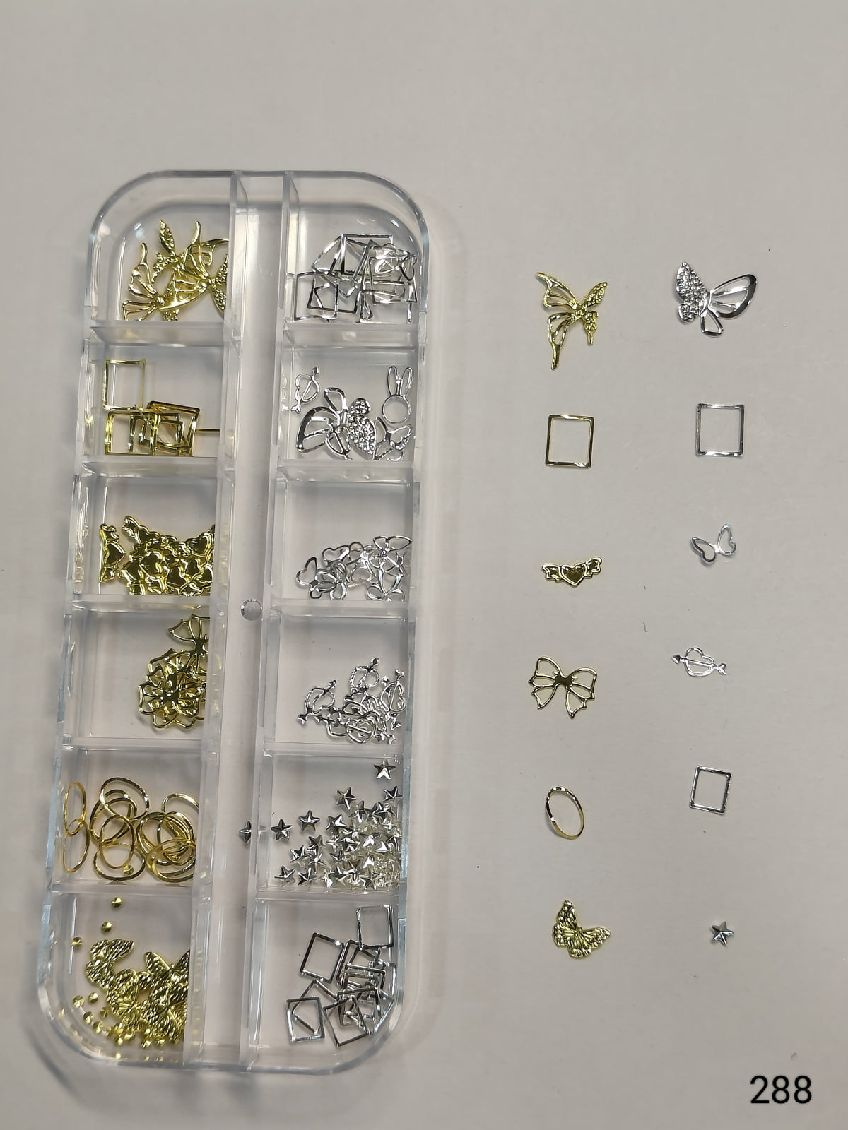 GV659 Butterfly Nail Art Charms Kit – Gold & Silver Mix (Set 288 , Design May Vary)